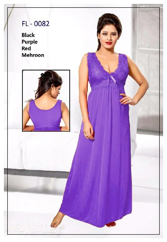 Women's Everyday Wear Lingerie Purple Stylish FL-0082 - Flourish Exclusive Bridal Nighty Set Collection