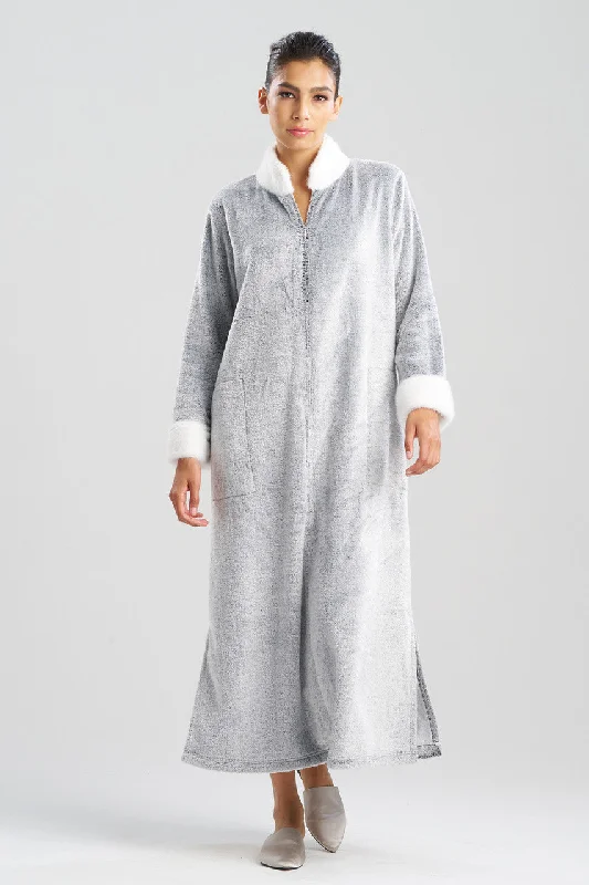 Women's Lingerie with Matching Robes Frosted Cashmere Mandarin Zip Lounger