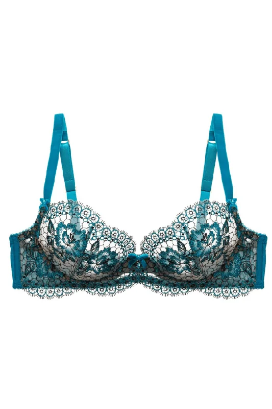 Women's High Waist Lingerie Bodysuits Evelina Lurex Bra - Peacock