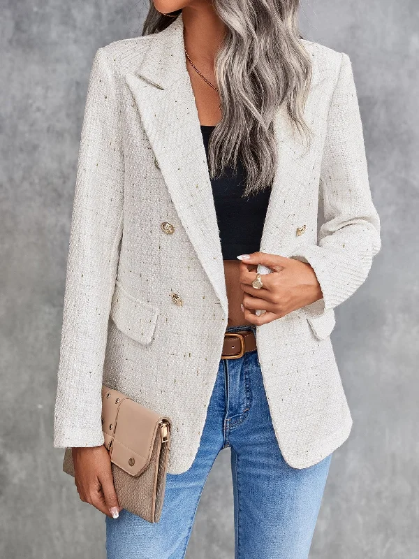 Designer Lingerie Sets for Women Clasi Lapel Neck Double Breasted Tweed Blazer Designer Lingerie Sets for Women Clasi Lapel Neck Double Breasted Tweed Blazer