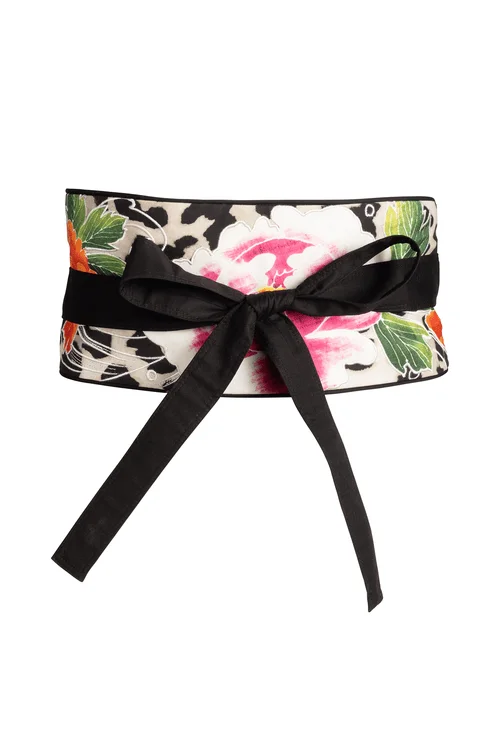 Women's Bridal Lingerie Collection Jaguar Cotton Poplin Embroidered Obi Belt