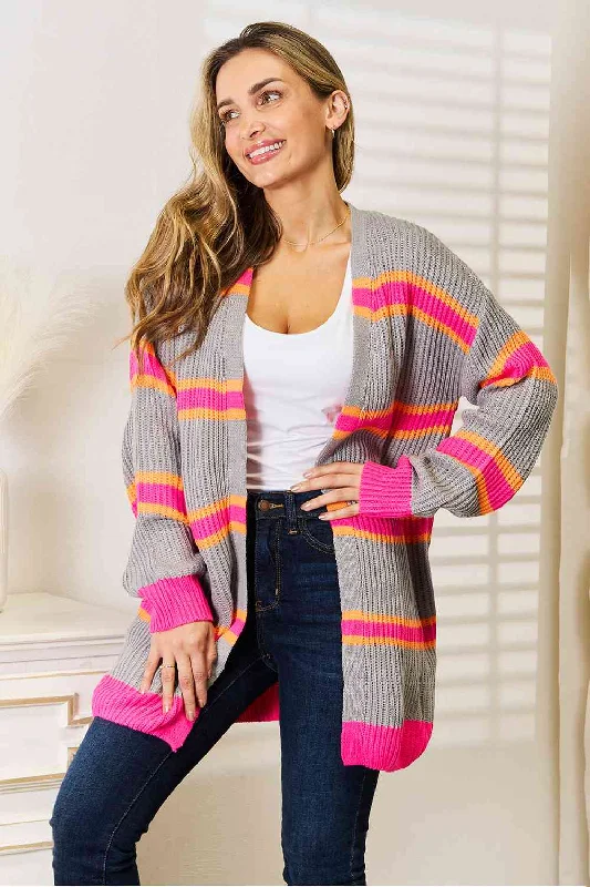 Women's Thermal Lingerie for Cold Weather Woven Right Ribbed Long Sleeve Cardigan