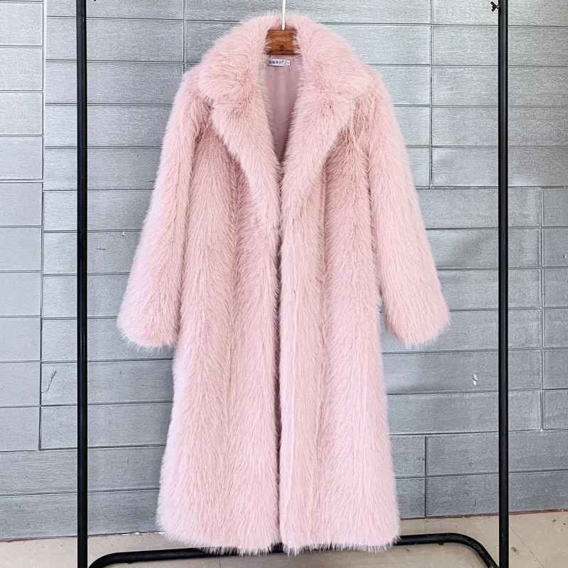 Breathable Bamboo Lingerie for Women Women's long Toka faux fur suit collar coat faux fur faux fur jacket Breathable Bamboo Lingerie for Women Women's long Toka faux fur suit collar coat faux fur faux fur jacket