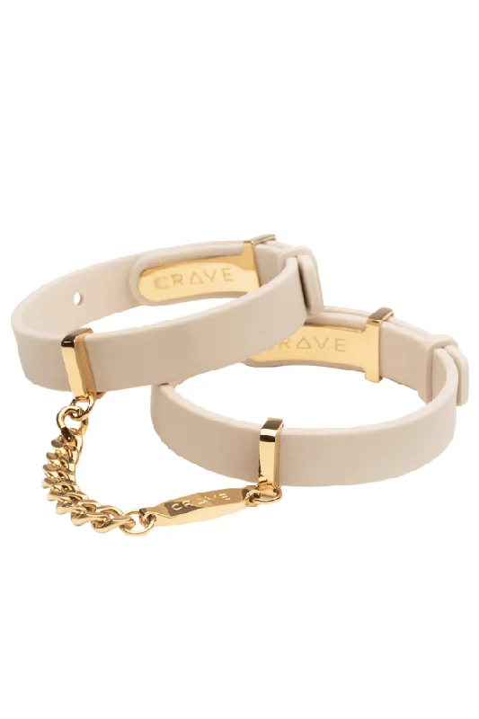 Luxury Lingerie for Special Occasions ID Cuffs - Cream/Gold