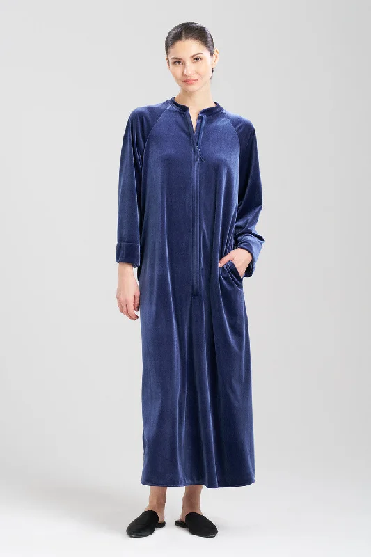 Women's Satin Sleepwear Lingerie Natalie Mandarin Zip Lounger