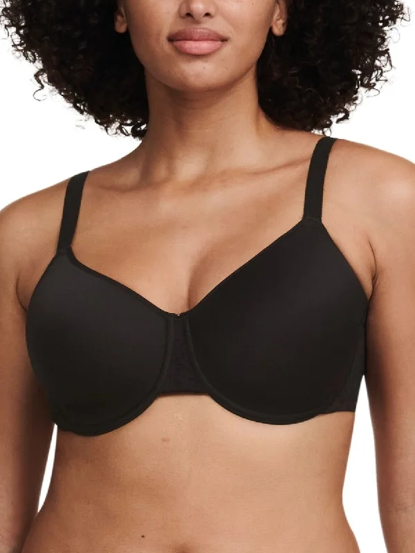 Women's Satin Sleepwear Lingerie Easy Feel Norah Very Covering Spacer Bra - Black