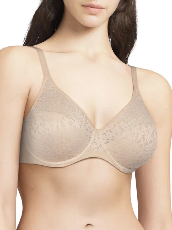 Elegant French Lace Lingerie for Women Easy Feel Norah Covering Moulded Bra - Golden Beige
