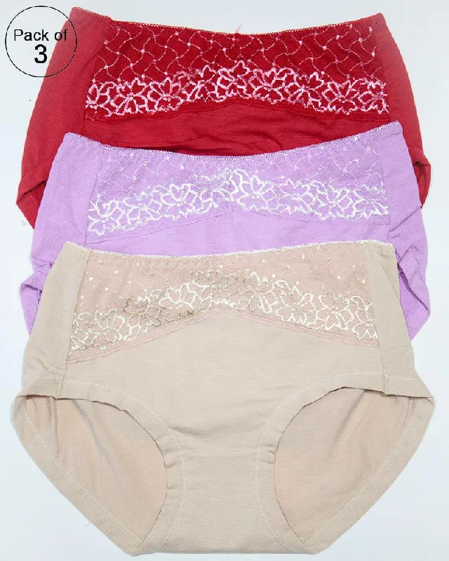 Women's Bridal Lingerie Collection Pack of 3 Womens Soft Cotton Underwear – AF-111 – Mix Colors Women's Bridal Lingerie Collection Pack of 3 Womens Soft Cotton Underwear – AF-111 – Mix Colors