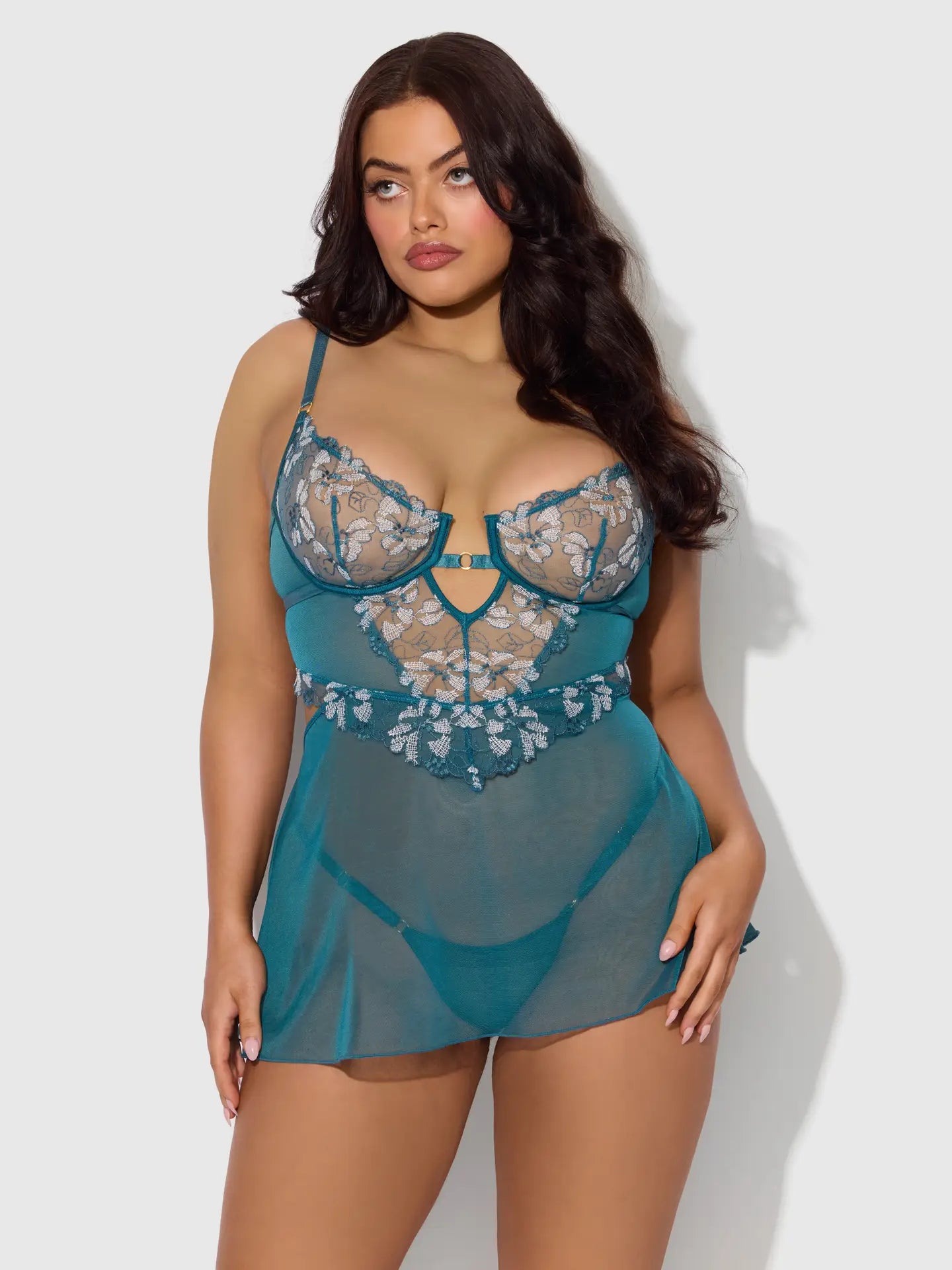 Luxury Lingerie for Special Occasions Nova Blacklight Plus Babydoll Set Jaded