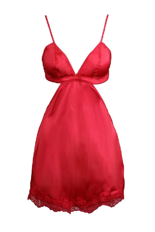 Women's Thermal Lingerie for Cold Weather Amor y Amistad Babydoll - Red