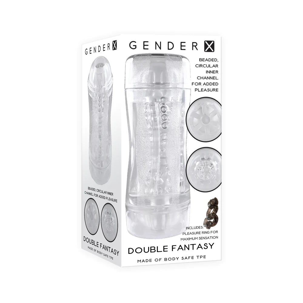 Women's Satin Sleepwear Lingerie Double Fantasy Dual Entry Stroker Clear