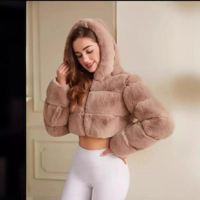 Women's Thermal Lingerie for Cold Weather New imitation short body crop jacket fur coat Women's Thermal Lingerie for Cold Weather New imitation short body crop jacket fur coat