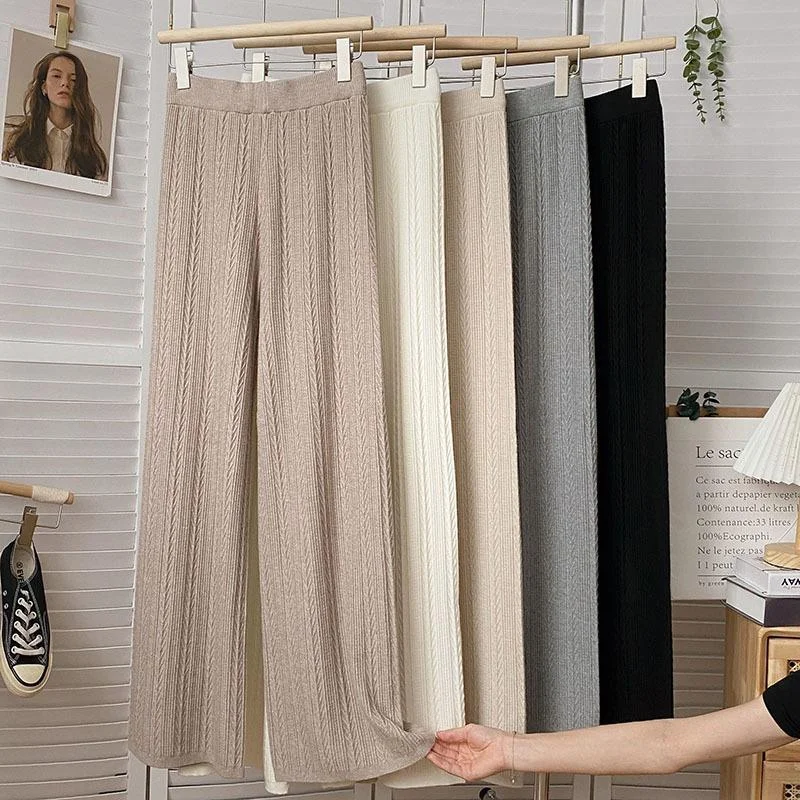 Designer Lingerie Sets for Women Elastic waist twisted knitted woolen trousers for women Designer Lingerie Sets for Women Elastic waist twisted knitted woolen trousers for women
