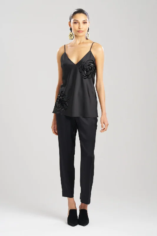 Women's Lingerie with Matching Robes Luxe Charmeuse Embroidered V-Neck Cami