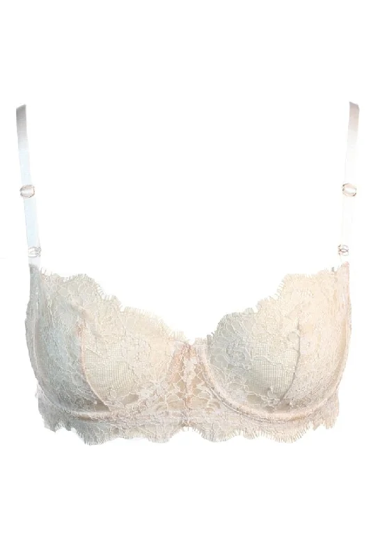 Women's Lingerie with Matching Robes Entice Balconette Bra - White