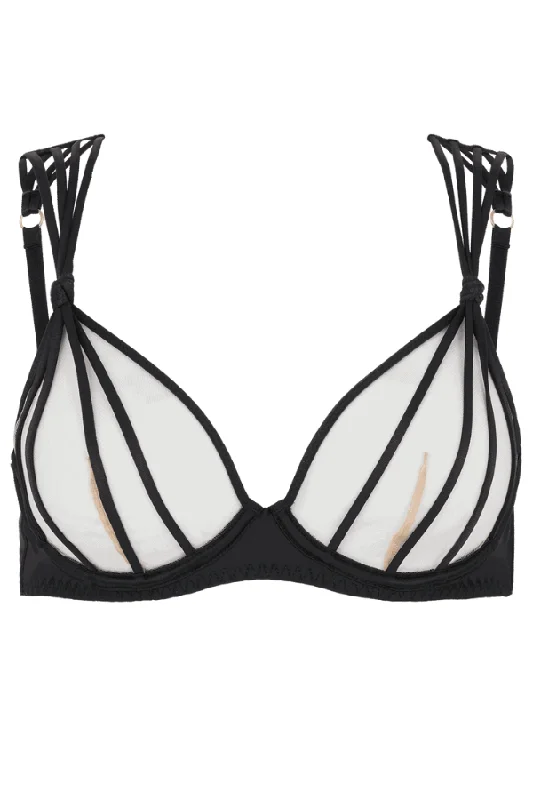 Women's High Waist Lingerie Bodysuits Ozara Bra - Black