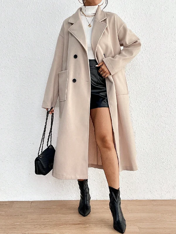 Women's Bridal Lingerie Collection Privé Double Breasted Dual Pocket Drop Shoulder Overcoat Women's Bridal Lingerie Collection Privé Double Breasted Dual Pocket Drop Shoulder Overcoat