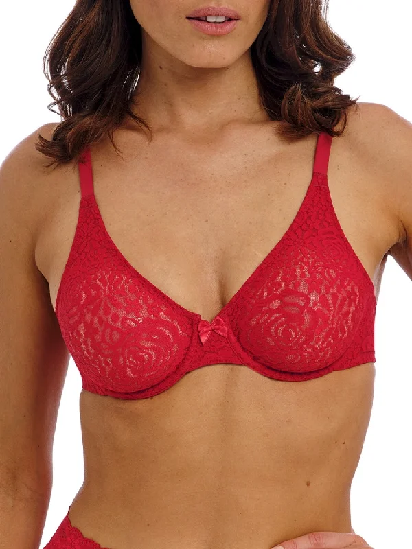 Affordable Lingerie for Women Halo Lace Moulded Bra - Equestrian Red