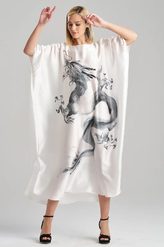 Women's High Waist Lingerie Bodysuits Ink Dragon Silk Caftan
