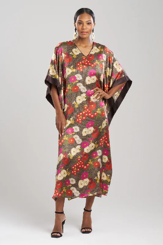 Women's Everyday Wear Lingerie Agathe Kimono Sleeve Silk Caftan