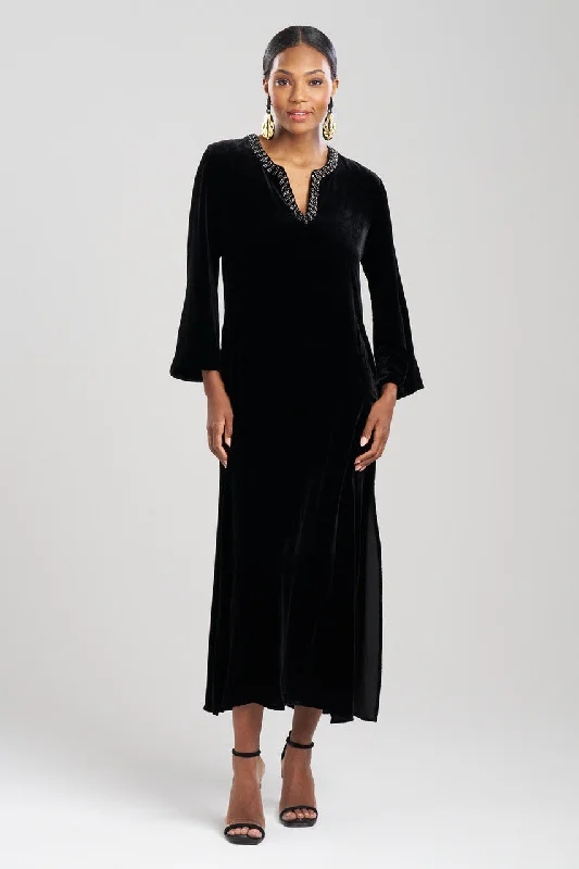Women's Maternity Lingerie Couture Velvet Beaded Silk Caftan