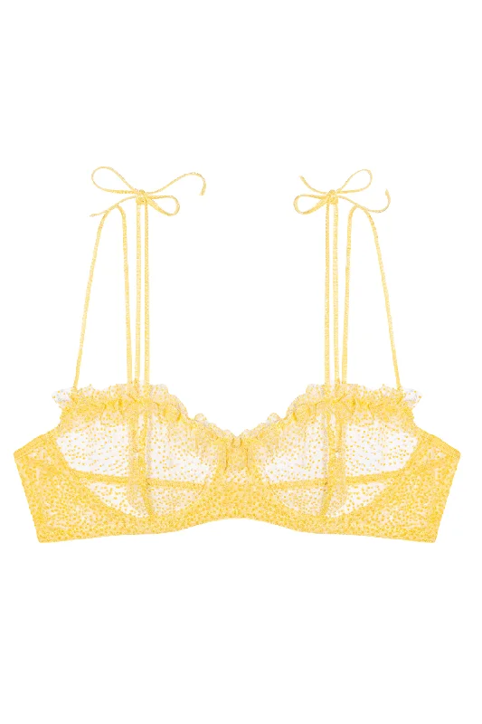 Designer Lingerie Sets for Women Mimosa Underwire Bra with Frills - Yellow