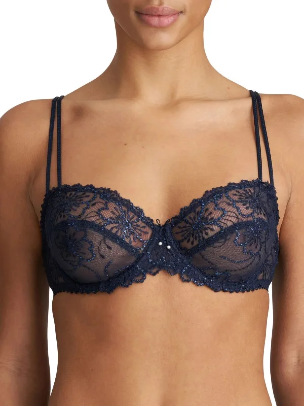 Women's Lingerie with Matching Robes Jane Horizontal Seam Balcony Bra - Velvet Blue Women's Lingerie with Matching Robes Jane Horizontal Seam Balcony Bra - Velvet Blue