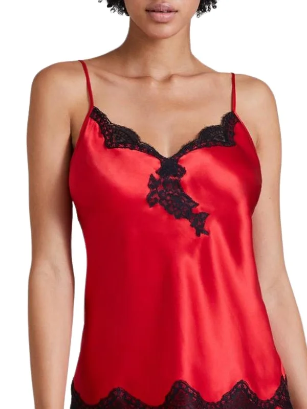 Women's Satin Sleepwear Lingerie Toi Mon Amour Silk Cami Top - Rouge Passion