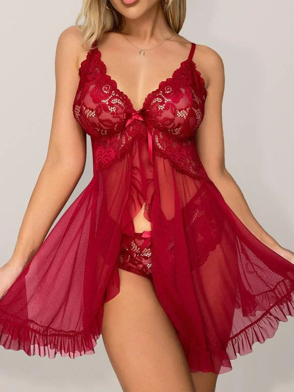 Women's Lingerie with Matching Robes V-neck Lace Suspender Women Lingerie Set
