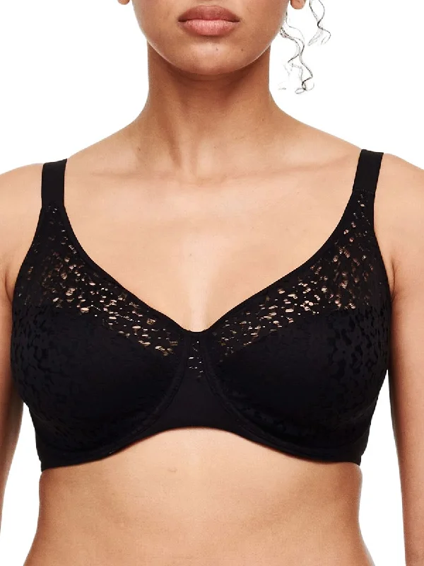 Women's Satin Sleepwear Lingerie Easy Feel Norah Covering Moulded Bra - Black
