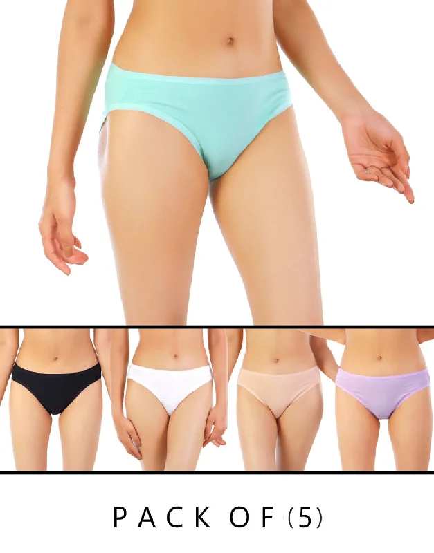 Women's nude - colored briefs for a natural lookLOSHA PACK OF 5 SUPER SOFT COTTON STRETCH BIKINI BRIEFS -ASSORTED Women's nude - colored briefs for a natural lookLOSHA PACK OF 5 SUPER SOFT COTTON STRETCH BIKINI BRIEFS -ASSORTED