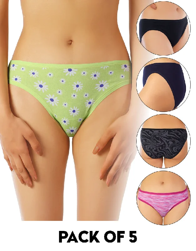 Women's post - partum briefs for new momsLOSHA PACK OF 5 SUPER SOFT COTTON STRETCH PRINTED BIKINI BRIEFS -DAISY Women's post - partum briefs for new momsLOSHA PACK OF 5 SUPER SOFT COTTON STRETCH PRINTED BIKINI BRIEFS -DAISY