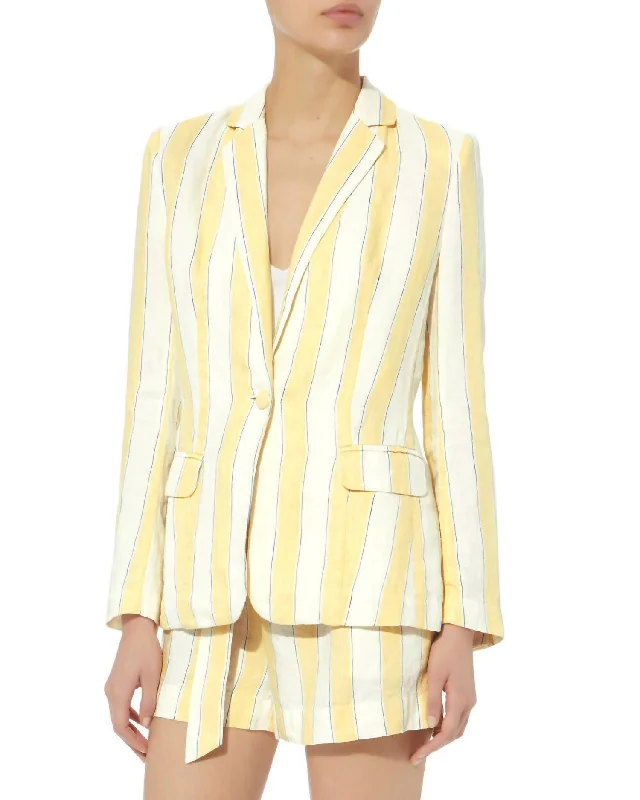 Linen Stripe Blazer In Multi