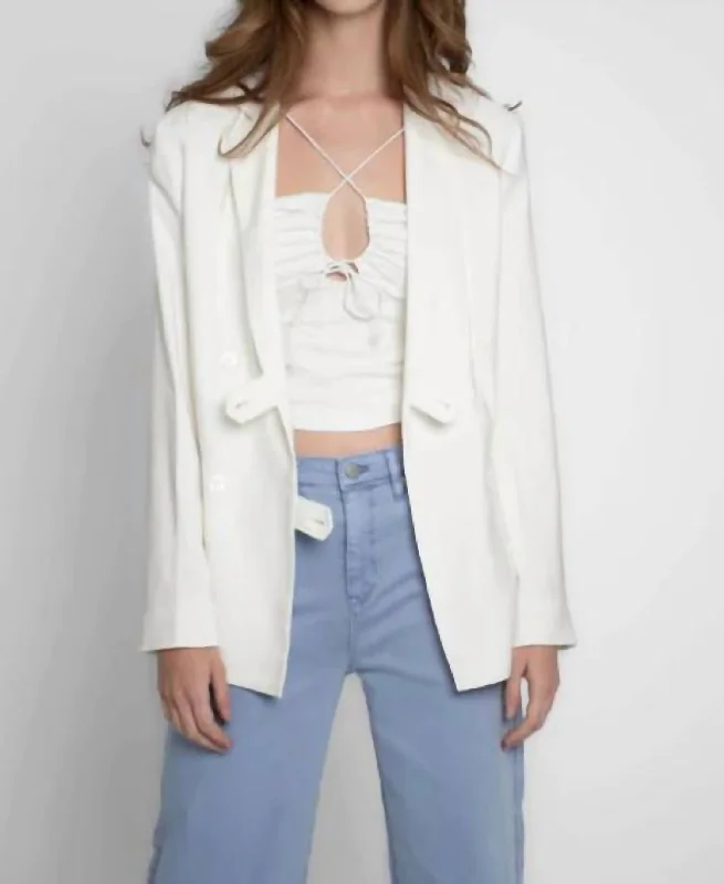 White Feather Crepe Blazer