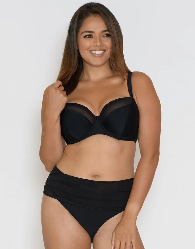 Striped bikini briefs in nautical styleCurvy Kate Sheer Class Padded Balcony Bikini Top Black Striped bikini briefs in nautical styleCurvy Kate Sheer Class Padded Balcony Bikini Top Black