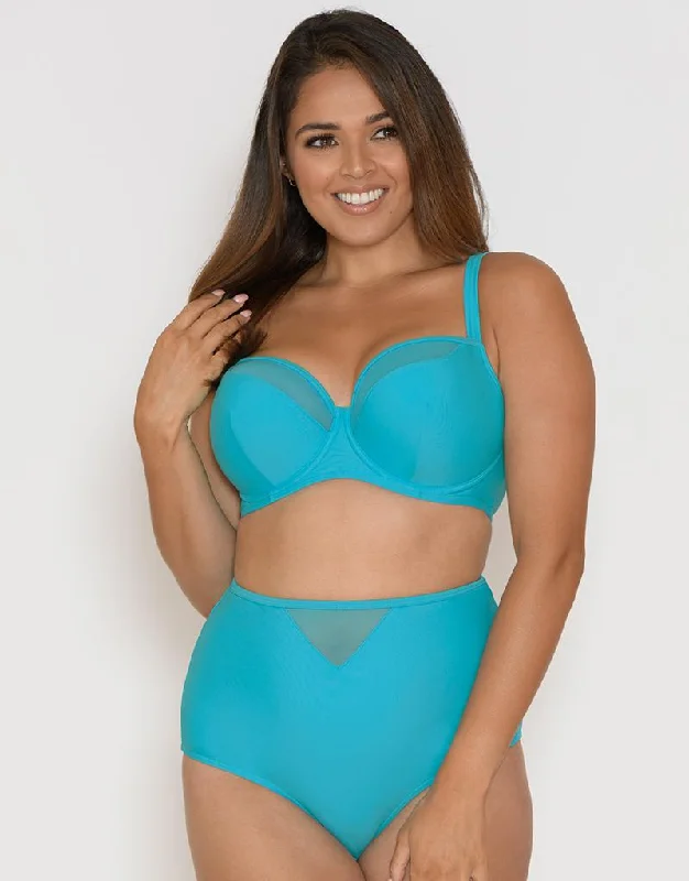 One - piece bikini briefs with a twist frontCurvy Kate Sheer Class Padded Balcony Bikini Top Turquoise One - piece bikini briefs with a twist frontCurvy Kate Sheer Class Padded Balcony Bikini Top Turquoise