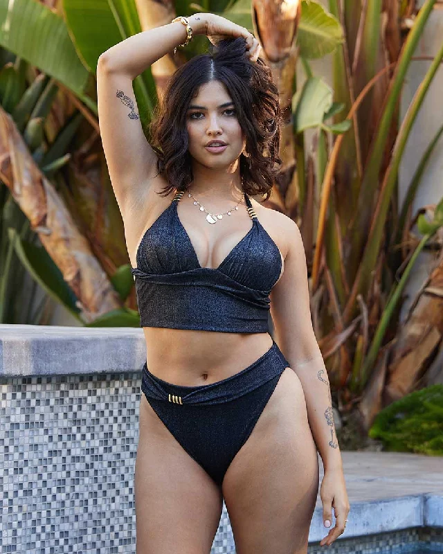 Bikini briefs with a double - layer frontEnvy Push Up® Padded Shimmer Crop Top and High Leg Bottom Bikini briefs with a double - layer frontEnvy Push Up® Padded Shimmer Crop Top and High Leg Bottom