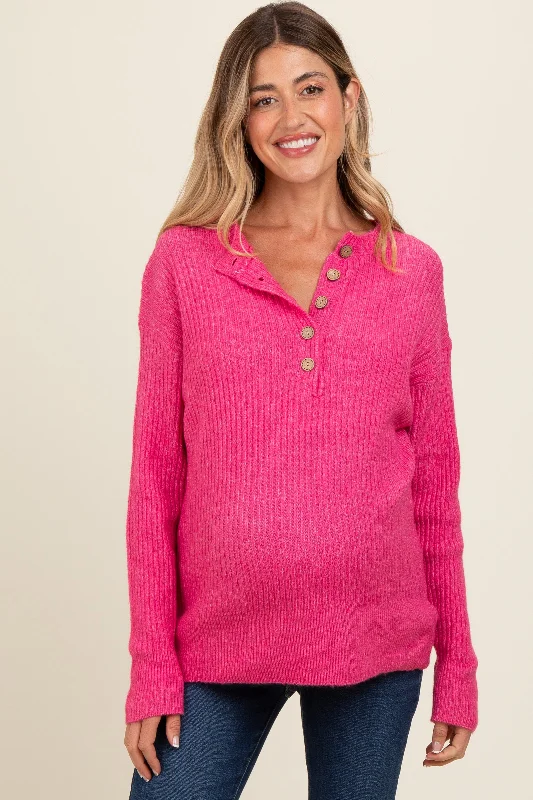 convertible women nursing bra with different stylesFuchsia Buttoned Up Sweater Knit Maternity Top