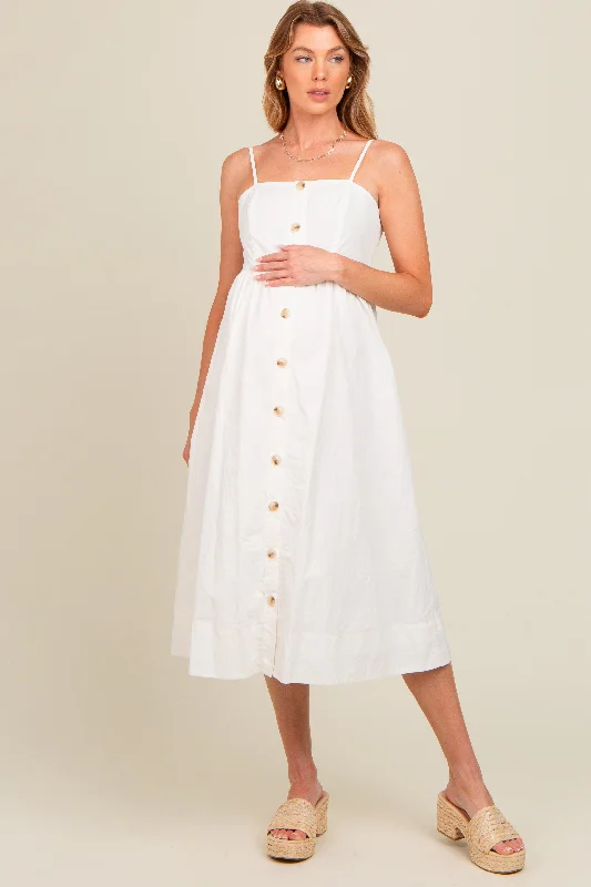 organic cotton women nursing braIvory Sleeveless Button Down Maternity Midi Dress