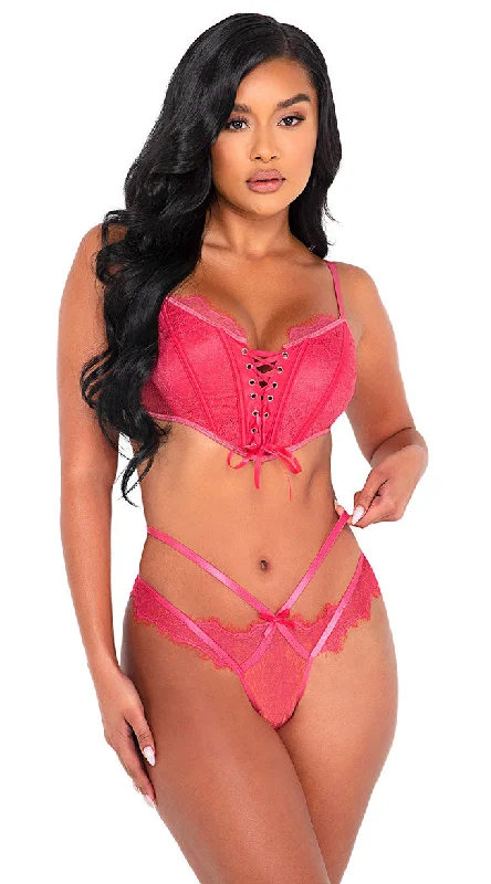 push up plus size women bra and panty setsLashes For Lace Corset Bra Set