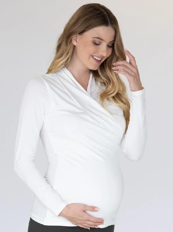 plus size seamless women nursing braMaternity V-Neck Crossover Bamboo Long Sleeve Top - White plus size seamless women nursing braMaternity V-Neck Crossover Bamboo Long Sleeve Top - White