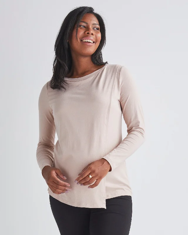 odor resistant women nursing braMonique Long Sleeve  Nursing Petal Top - Blush Pink