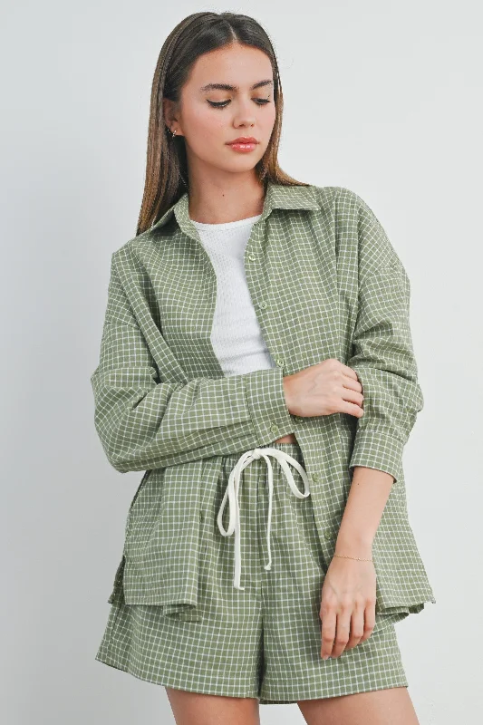 celebrity recommended women nursing braOlive Checker Plaid Button Down Shirt