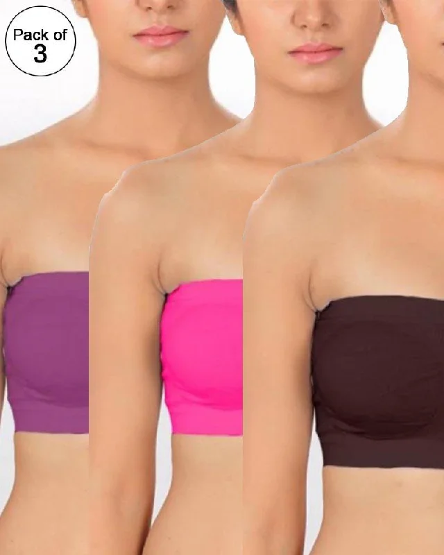 Non wired bralette with a bandeau stylePack of 3 - Strapless Sports Bra - Soft & Non Padded Bra - Mix Colours Non wired bralette with a bandeau stylePack of 3 - Strapless Sports Bra - Soft & Non Padded Bra - Mix Colours