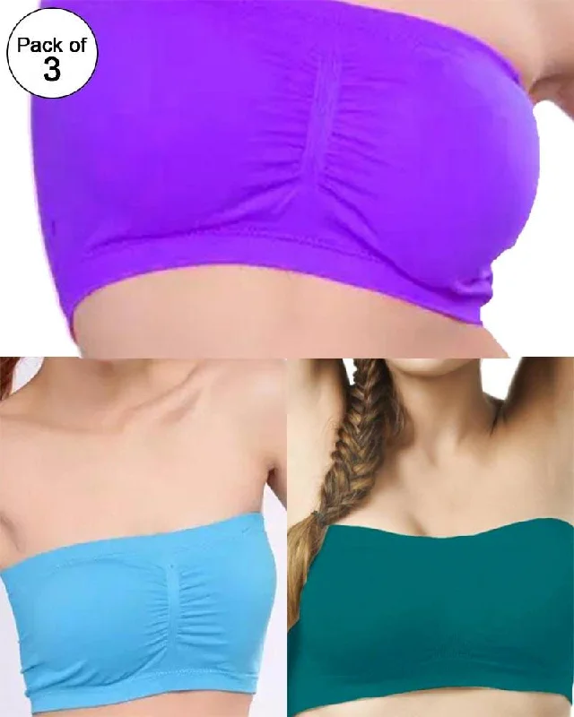 Adjustable non wired sports bras for high - intensity trainingPack of 3 - Strapless Sports Bra - Soft & Non Padded Bra - Mix Colours Adjustable non wired sports bras for high - intensity trainingPack of 3 - Strapless Sports Bra - Soft & Non Padded Bra - Mix Colours