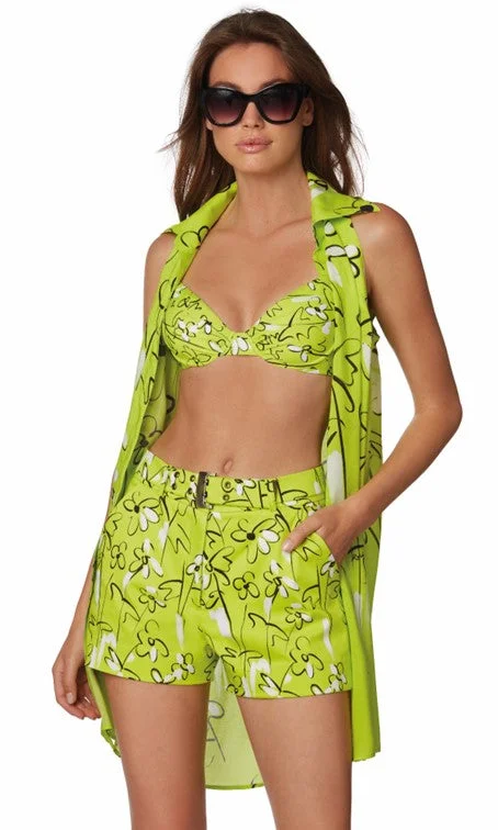 Bikini briefs with a double - layer front​Roidal Gara Green Tie Side Bikini