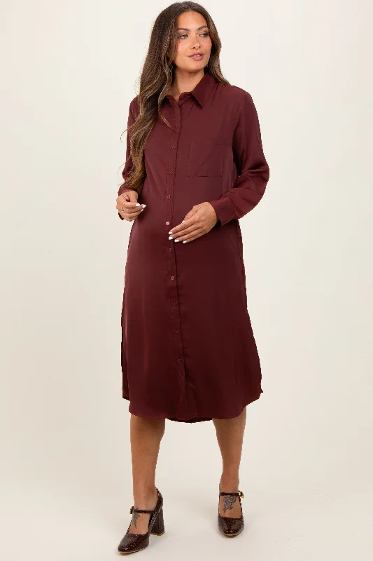 machine washable women nursing braRust Long Sleeve Maternity Midi Shirt Dress