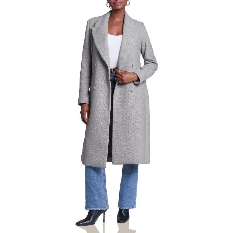 Womens Double-Breasted Structured Wool Coat