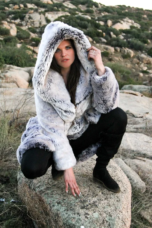 Women's Short Desert Warrior Coat in "Pegasus" Chinchilla