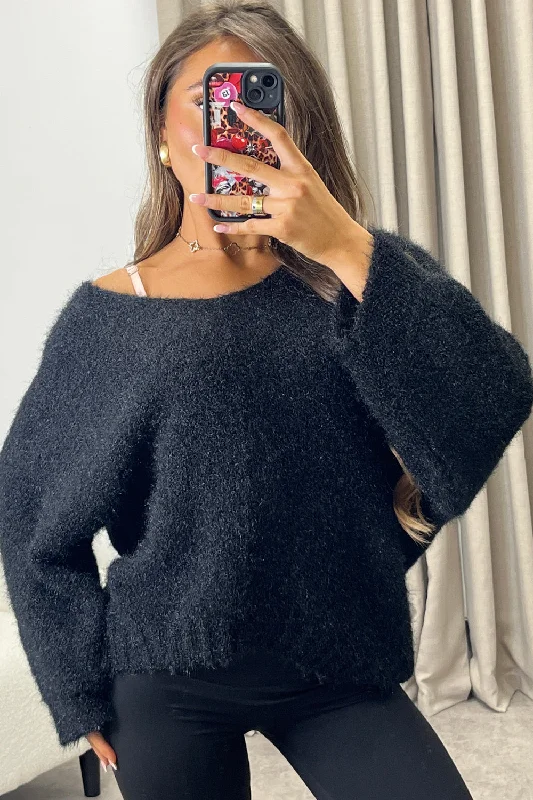 Ebonie Black Slouchy Knit Jumper